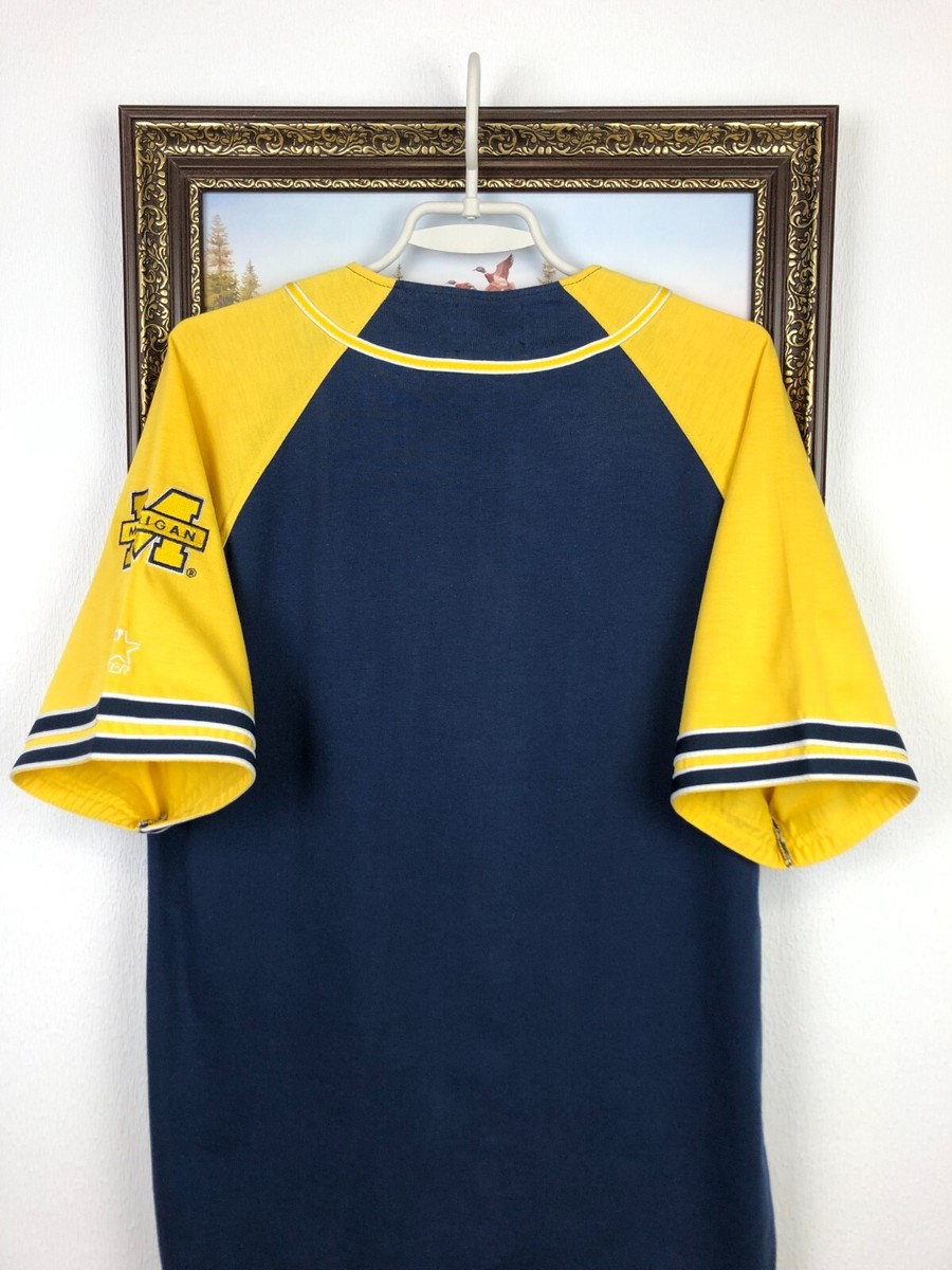 Vintage 90's Starter Michigan Wolverines NCAA Blue Baseball Jersey