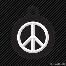 Peace Keychain Round with Tab dog engraved many colors absence of war dove