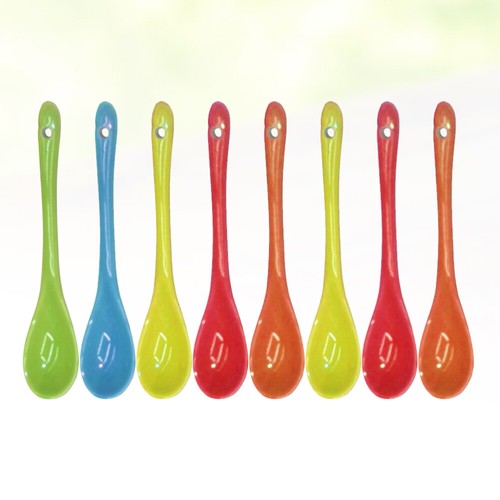 13cm Soup Spoons Ceramic 8pcs Colorful for Coffee Tea Kitchen Use - Picture 11 of 11