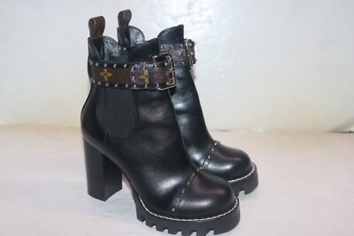 Louis Vuitton LV Monogram Studded Accents Chelsea Boots 35