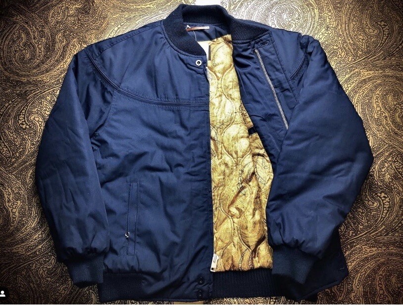 New Derby Of San Francisco Mens 2XL Navy Bomber Jacket Gold New Derby Of San Francisco Mens 2XL Navy Bomber Jacket Gold