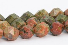 Natural Unakite Star Cut Faceted Grade AAA Gemstone Loose Beads 7-8/9-10MM