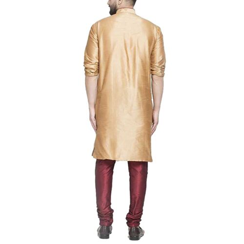 Traditional Plain Full Sleeve Silk Kurta Pajama Regular Fit Party Were For Mens - Picture 20 of 66