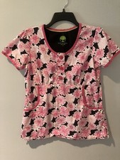 Pink Floral Scrub Top Size Small by Healing Hands