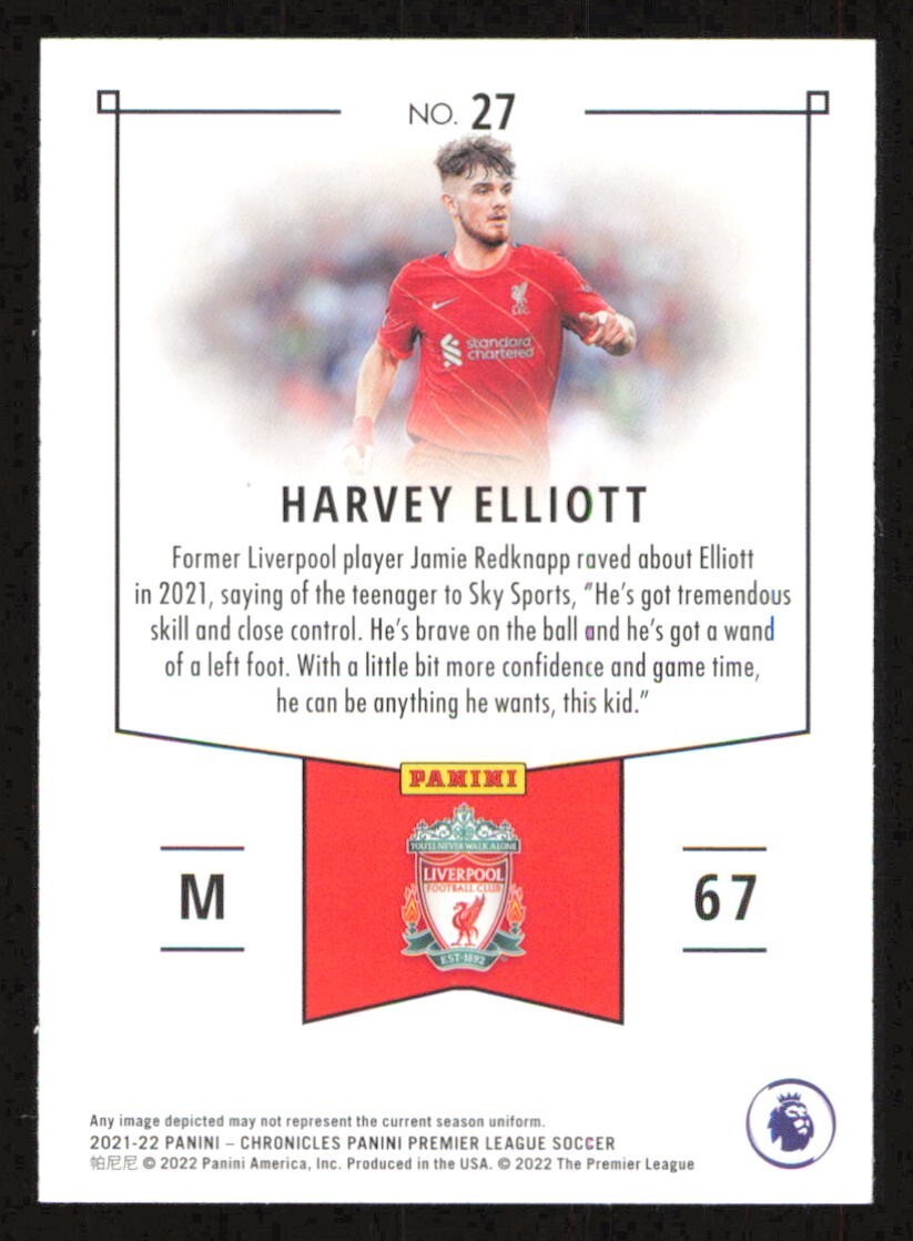 2021 Panini HARVEY ELLIOT Purple Astro Rookie Soccer card