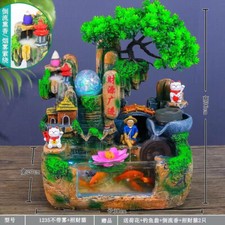 Small ornament rockery flowing fountain brings wealth rotation fish tank humidif