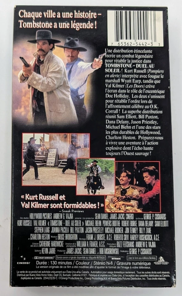 Tombstone - Duel au Soleil VHS (1993) - NTSC - French - VG/G (Tested) - Image 2 of 4