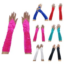 Women Girls Opera Mittens Smooth Long Gloves Party Arm Cover Pageant Elegant
