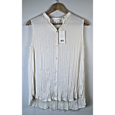Vince Medium sleeveless career button front pleated top shirt New $275.00 NWT