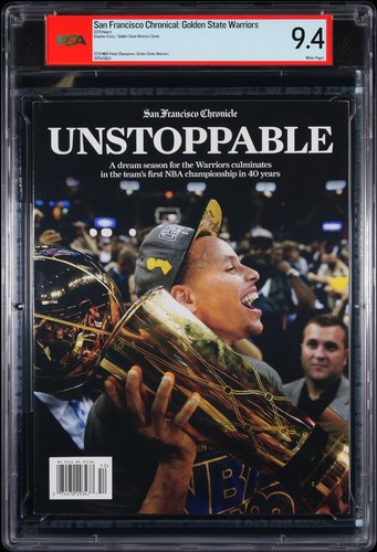 Stephen Curry PSA 9.4 San Francisco Chronicle Unstoppable Warriors Champions
