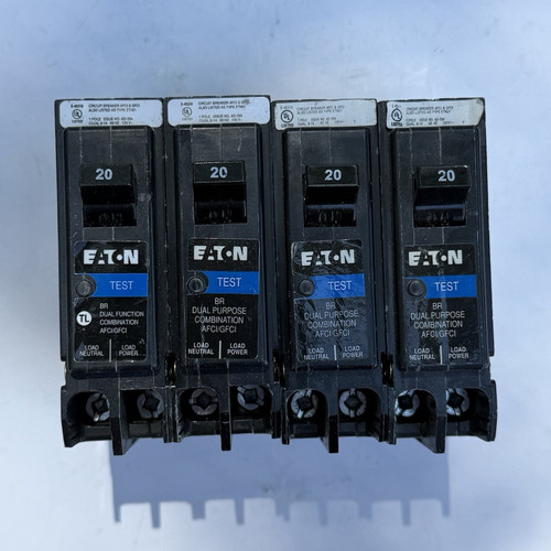 Lot of 4 Eaton BRP120DF 20 Amp Dual Function AFCI/GFCI Circuit Breakers