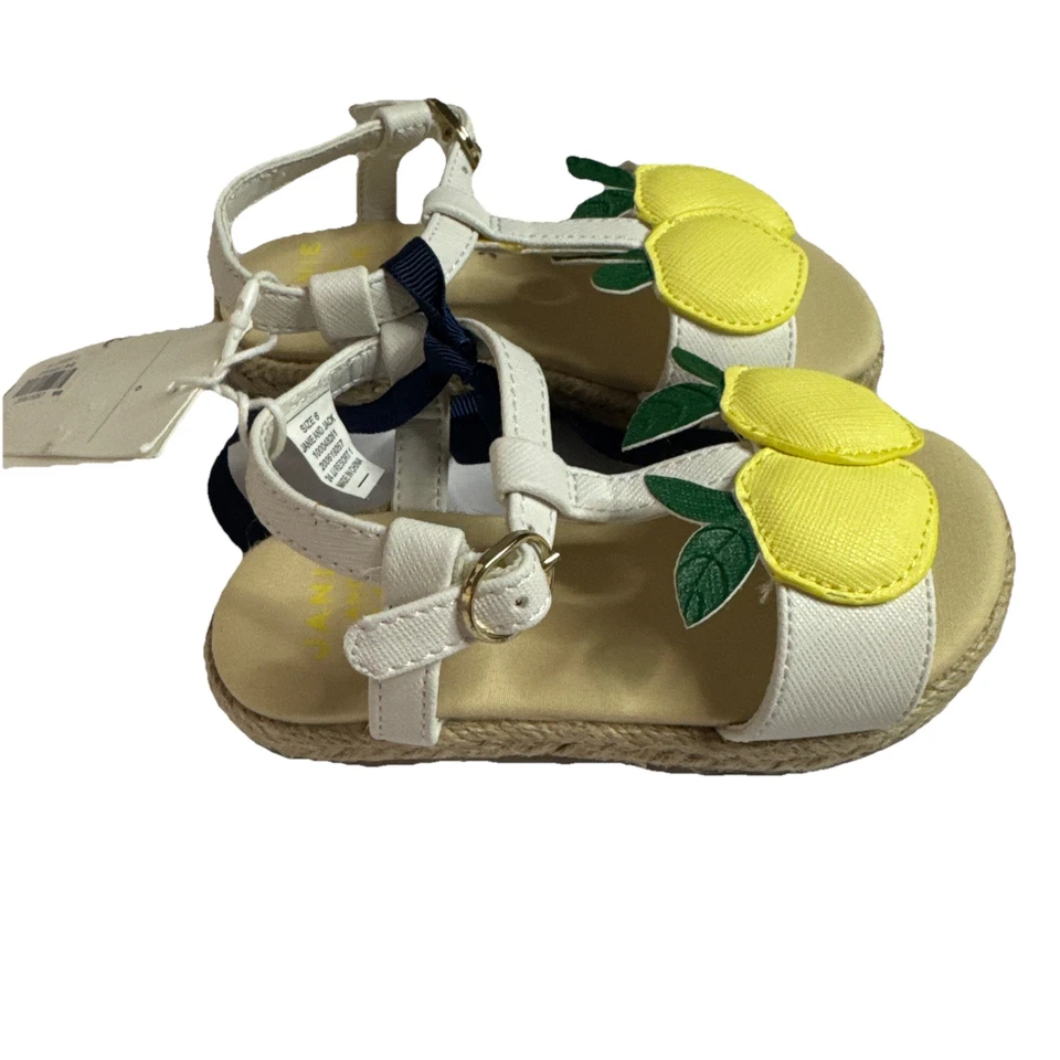 Sandalias de mimbre limón para niñas pequeñas JANIE AND JACK talla 6 $59 nuevas con etiquetas Foto 2 de 4