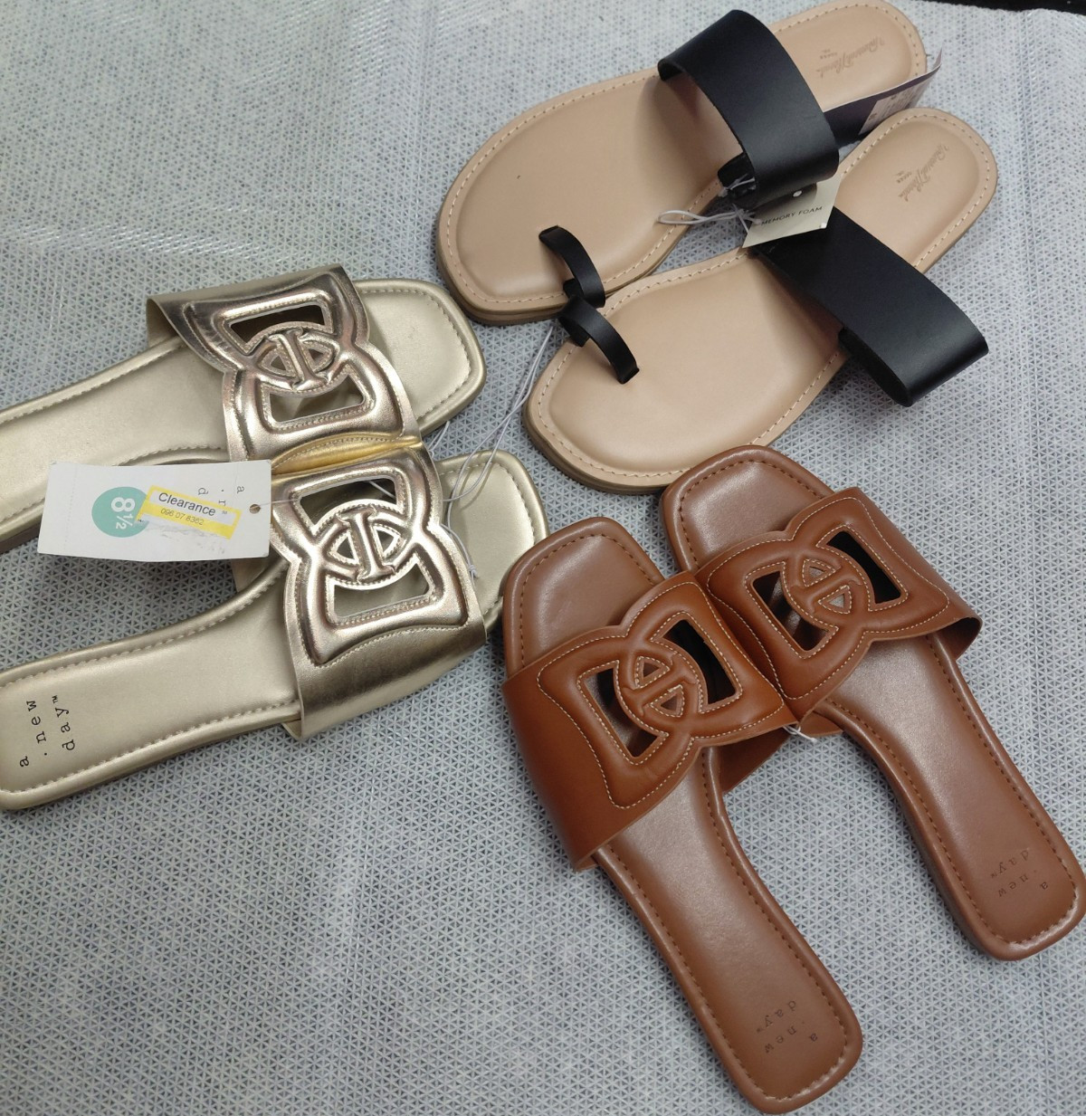 A New Day Women's Slide Sandals Gold Brown Black Beige Comfort 8.5