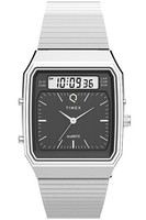Timex Q 1982 Ana-Digi Reissue Silver Case Black Dial Retro Style New R8041045
