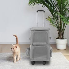 Double-Compartment Pet Rolling Carrier Pet Carrier with Wheels Pet Trolley Bag