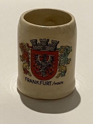 Vintage German Beer Ceramic Stoneware Mini Stein Shot Glass - Frankfurt