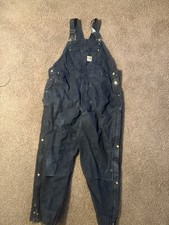 Carhartt Black Loose Fit Work Bib Overalls Men's 104393DNY Made In Mexico