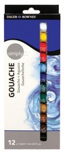 Daler-Rowney Simply 12ml Gouache Paint Set, 12 Assorted Colours, Opaque Waterco