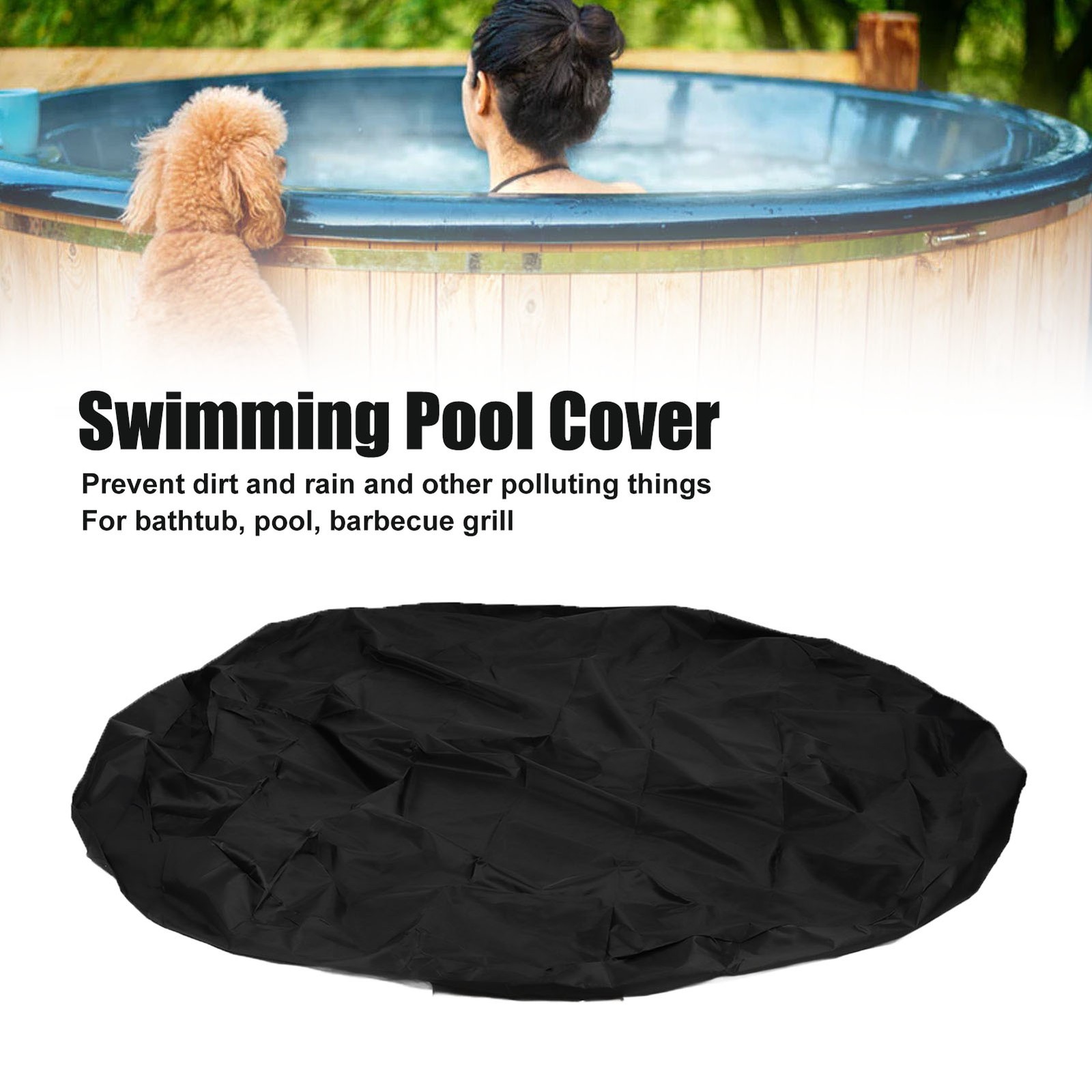Swimming Pool Cover Dustproof Folding Insulation Pool Winter Black Cover Pro.