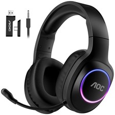 AOC Wireless Gaming Headset Compatible with PS5/4, Nintendo Switch, PC, Black