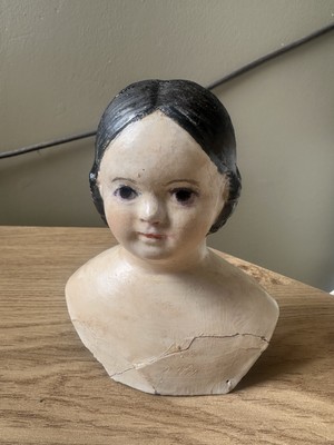 ANTIQUE! LARGER PAPER MACHE PAPIER MACHE SHOULDER PLATE HEAD DOLL