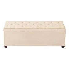 Uimoso Upholstered Storage Ottoman Bench with Button-Tufted Design and Beige