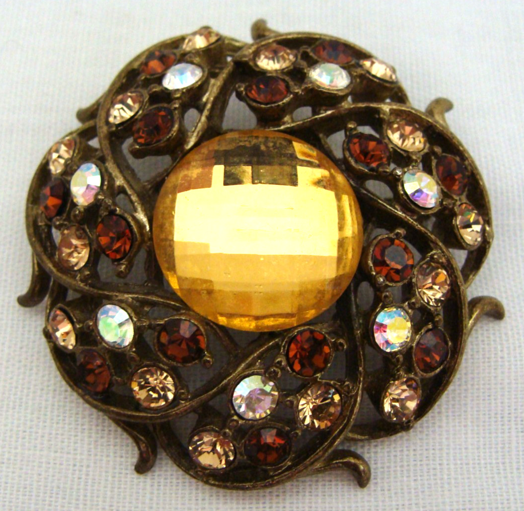 Jay Strongwater Round Multicolored Rhinestone Pin… - image 3