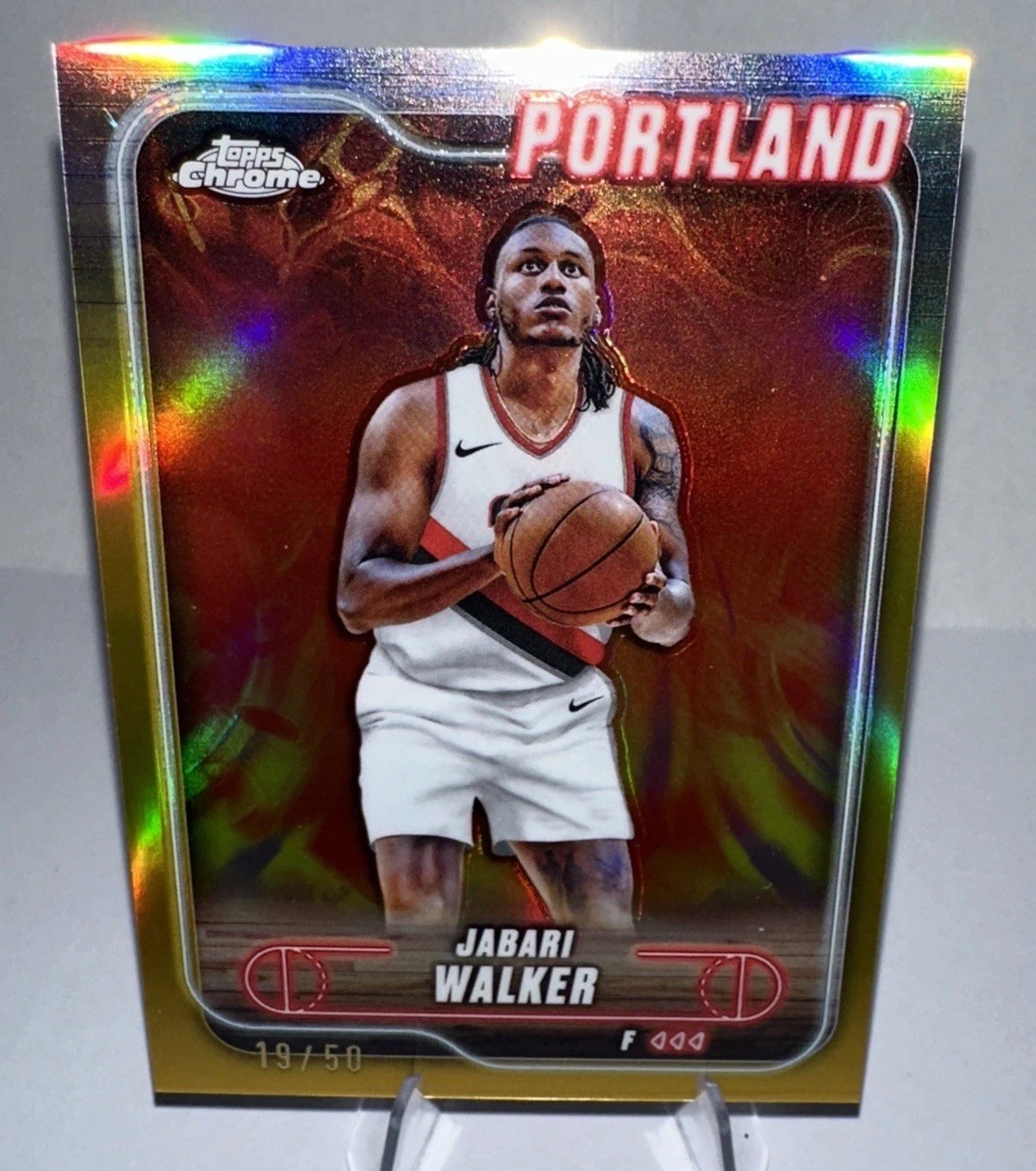 Jabari Walker #67 Gold Refractor /50 SP 2025 Topps Chrome Portland