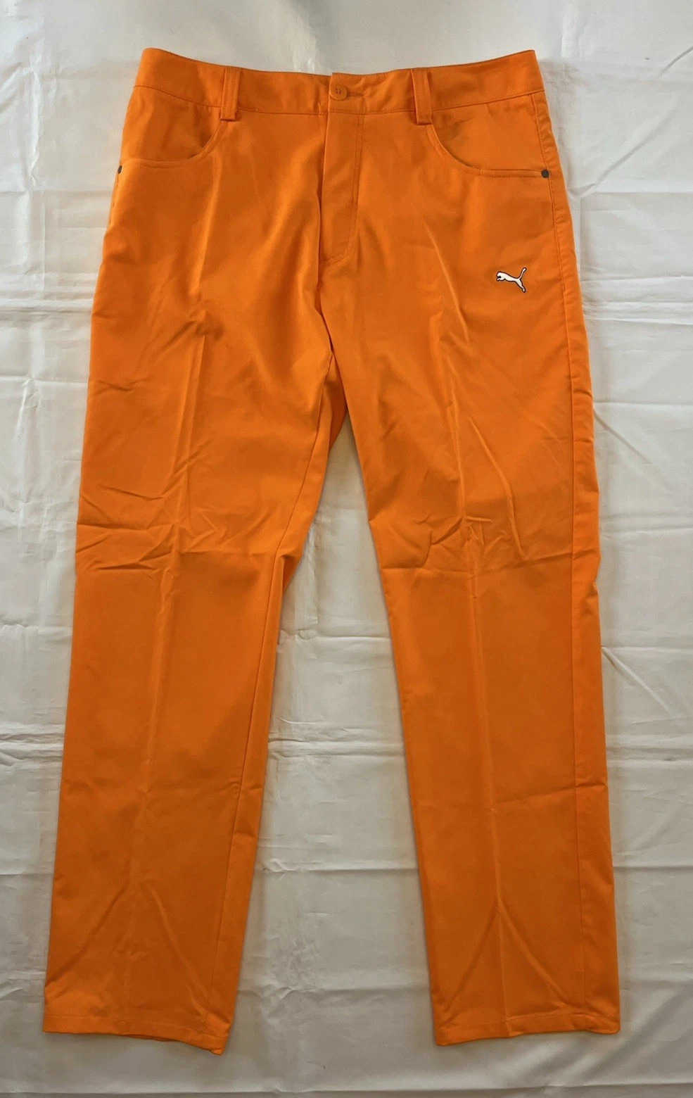 Puma Orange Golf Chino Performance Pantaloni Elasticizzati Flex Uomo 32x32 Rickie Fowler