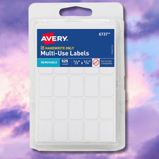 Multi-Use Removable Labels, 1/2" X 3/4", White, Non-Printable, 525 Blank Labels