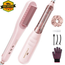 3 In 1 Steam Hair Straightener Brush Anti Frizz Fast Styling For Curly Hair