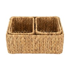 Water Hyacinth Storage Baskets, Rectangular Wicker Baskets for Bedroom, Livin...