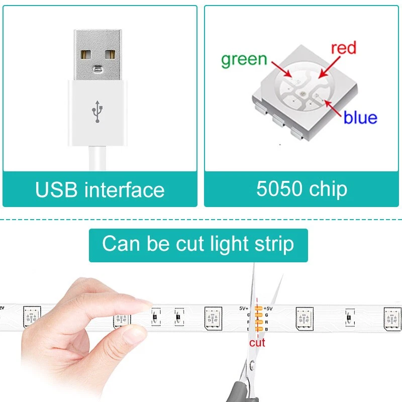 LED Strip Lights USB RGB 0.5M~4M  5V 12V remote waterproof tape SMD TV Backlight - Image 2 of 4
