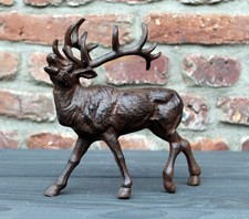 Hirsch röhrend Gusseisen antikbraun Geweih Landhaus Jagd Jäger Gartenfigur