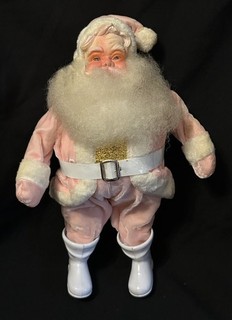 RARE MCM VTG HAROLD GALE PINK VELVET SANTA FIGURE GOLD VEST GOGO BOOTS DOLL 13"