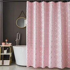 Pink Shower Curtain 72 Inch Length - 72"W x 72"L Pack of 1 Pink Silver