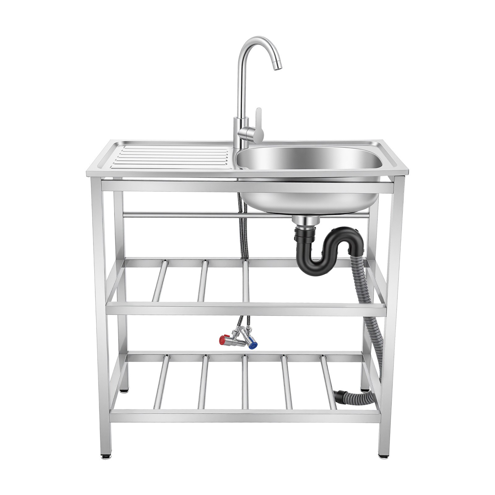 Stainless Steel Kitchen Sink, Freestanding Kitchen Utility Sink with Faucet