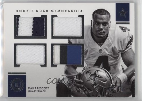 2016 Panini Encased Rookie Quad Memorabilia Silver /10 Dak Prescott #4 RC