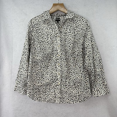 Talbots Women s Plus Sz 16W Leopard Animal Print Button Down Shirt Gold Shimmer