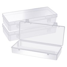 6 Inch Plastic Storage Boxes, 3 Pcs Rectangular Small Storage Containers with