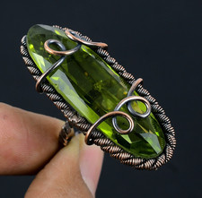 Peridot Handmade Gemstone Copper Wire Wrapped Ring Jewelry For Thanksgiving