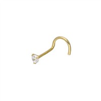 9K Gold & Klar 2Mm Cz Kristall 0,58 Mm Nasenschraube