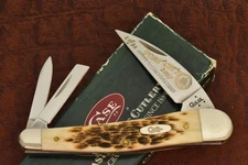 RARE 1 of 34 CASE XX USA SEAHORSE WHITTLER KNIFE FORT CITY AMBER BONE 2007 26262