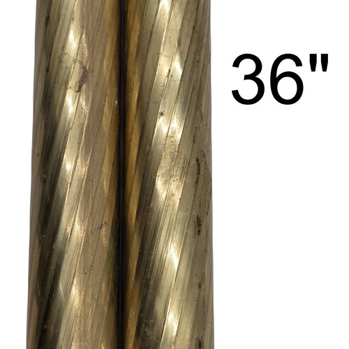 Spiral Fluted Round Brass Tubing Pipe Pole Sleeve 36" Long x 1" - Lot of 2