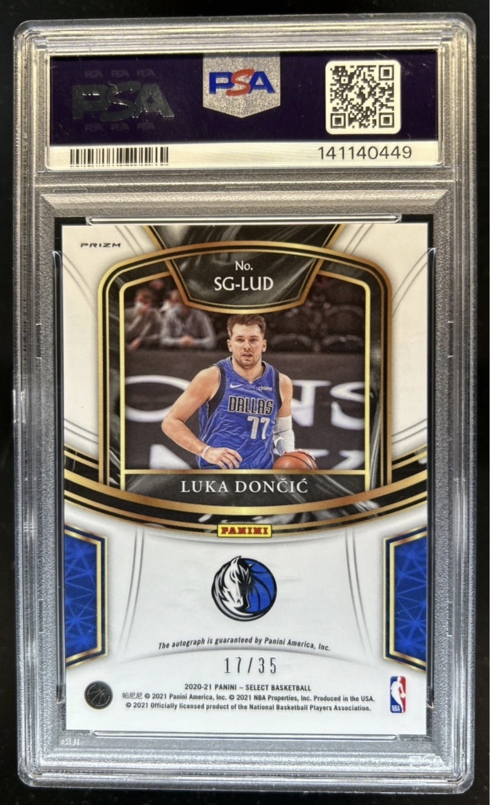 Luka Doncic 2020 Panini Select Neon Geen Prizm Auto /35 PSA 8 *read desc.* view 2