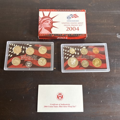 2004 - S US Mint Silber Proof Set - 11 Münzen mit COA Mint Condition