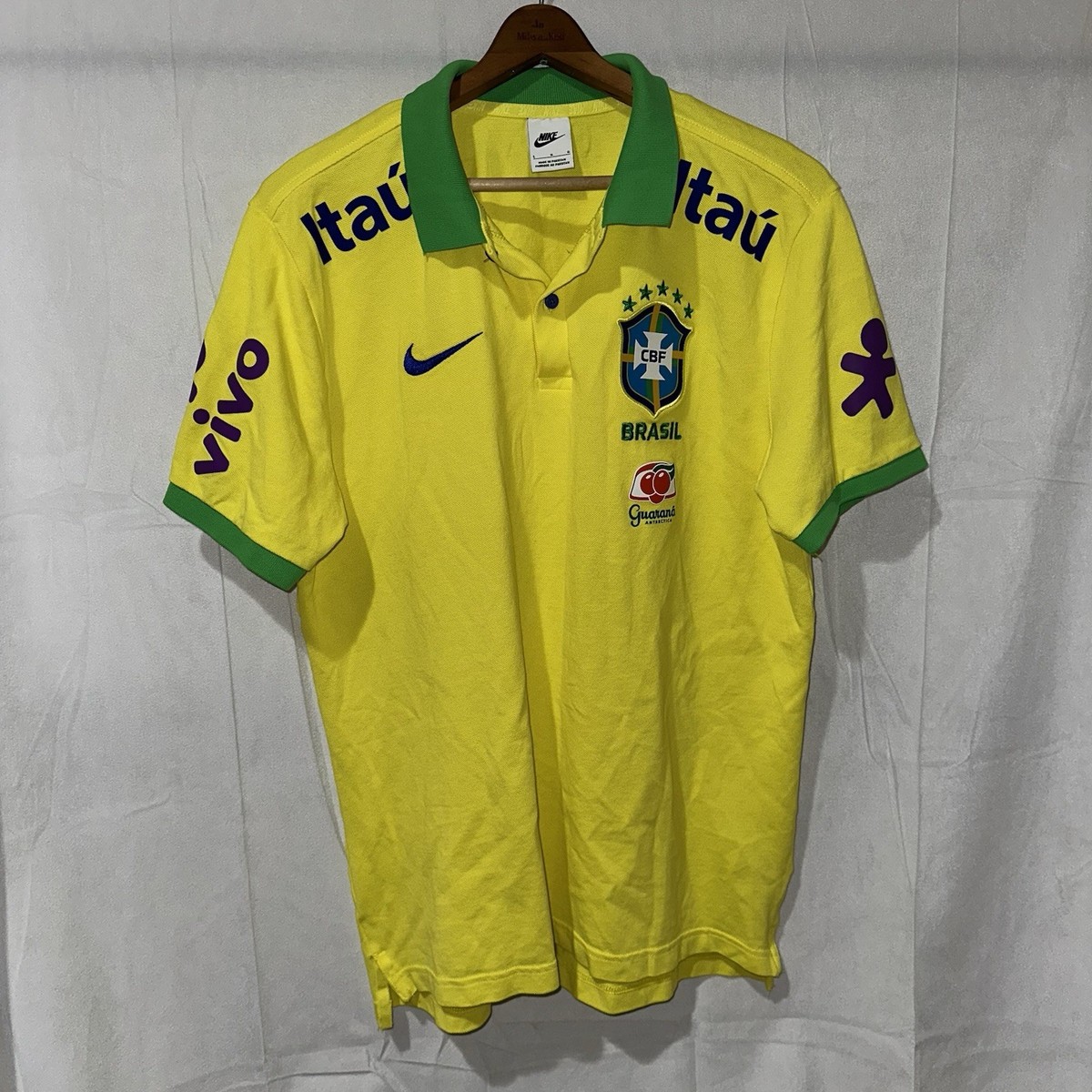 Nike Brazil National Team Logo Polo Yellow Men's Large CBF Soccer