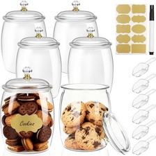 6 Pcs Plastic Candy Jars with Lids,Plastic Cookie Storage Jar Airtight Food