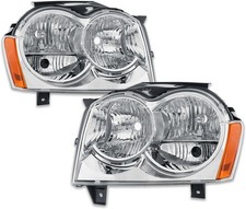 Pair Headlights Assembly Compatible for 2005 2006 2007 Jeep Grand Cherokee Halog