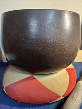 Japanese Singing Bowl Buddhist Orin Rin Temple Bell Antique  12.2 in Diameter